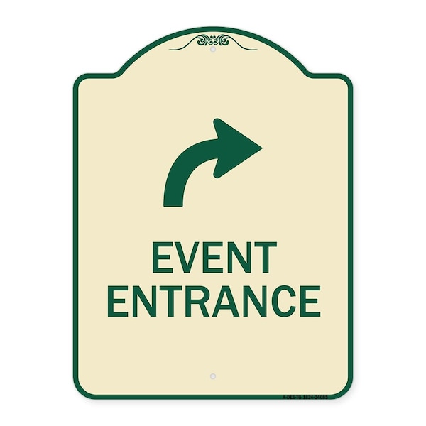 Signmission Event Entrance With Upper Right Arrow Heavy-Gauge Aluminum Architectural Sign, 24" H, TG-1824-24085 A-DES-TG-1824-24085 - main